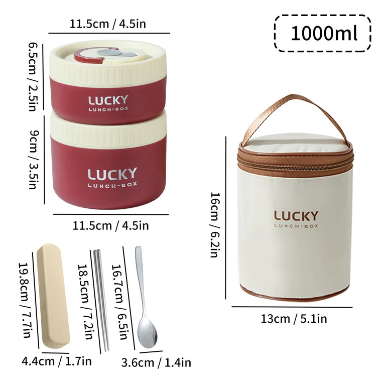 Bento Lunch Box Set Portable Keep Warm Insulated Stainless Steel Thermal Food Container Bag