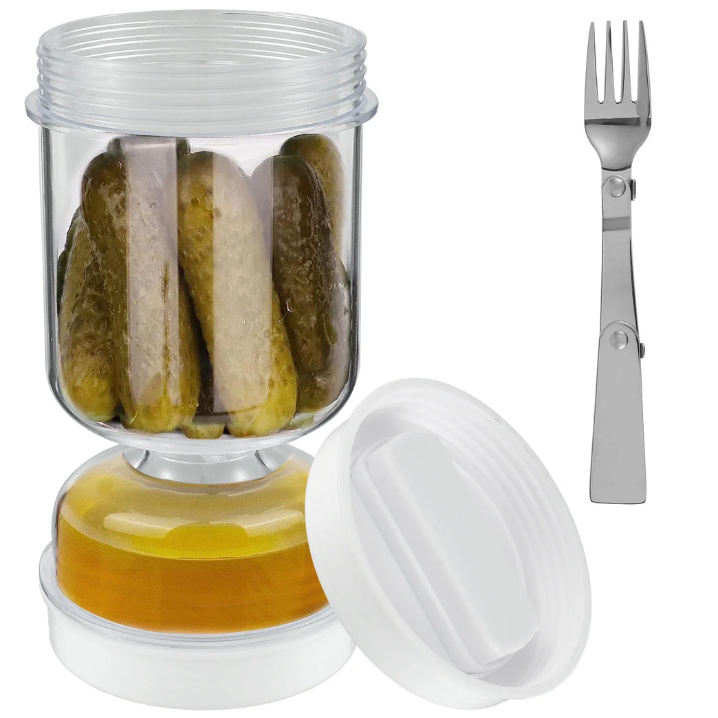 Pickles Jar With Forks Dry Wet Dispenser Olives Hourglass Cucumber Kitchen Container Separator Tool