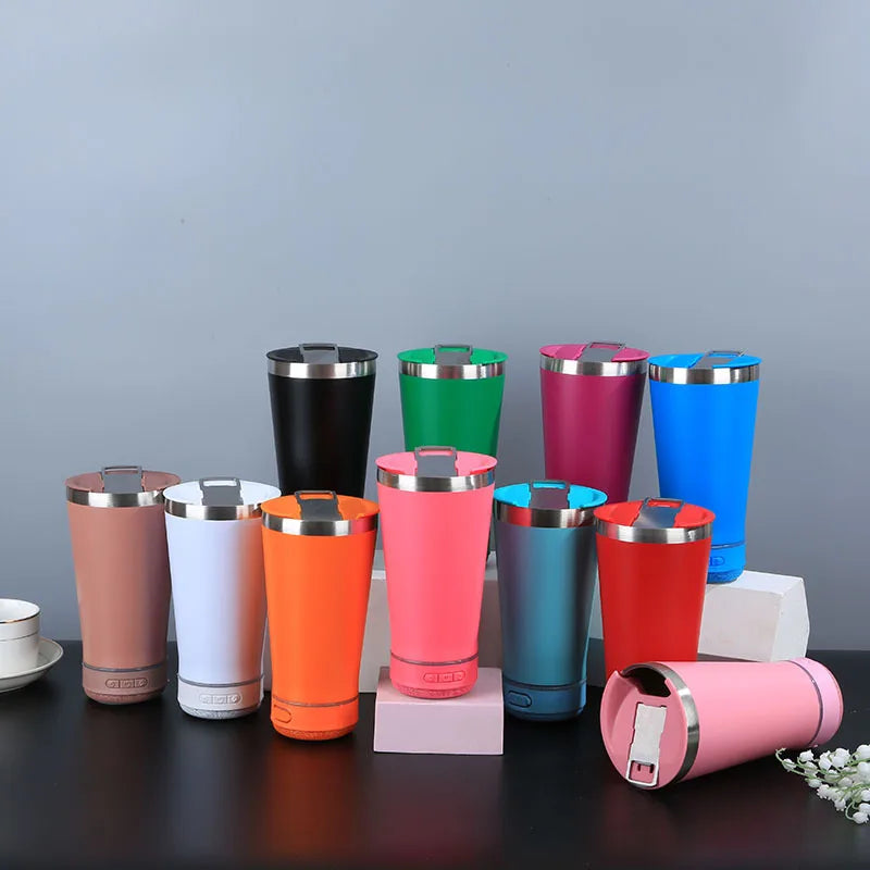 16oz Stainless Steel Vacuum Flask with Bluetooth Speaker Mug