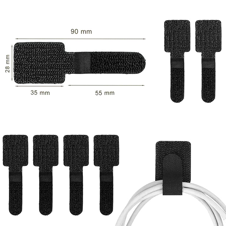 10 Pcs Reusable Cable Organizer Self Adhesive Wire Cable Tie Straps