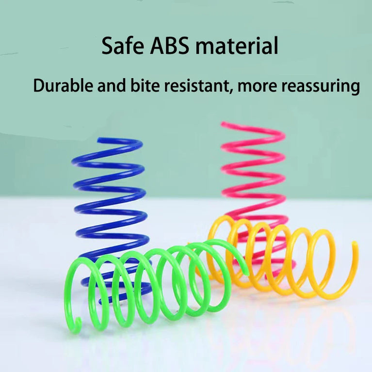 4PCS Colorful Plastic Spring Cat Toys Kitten Coil Spiral Bounce Interactive Pet Toy Set