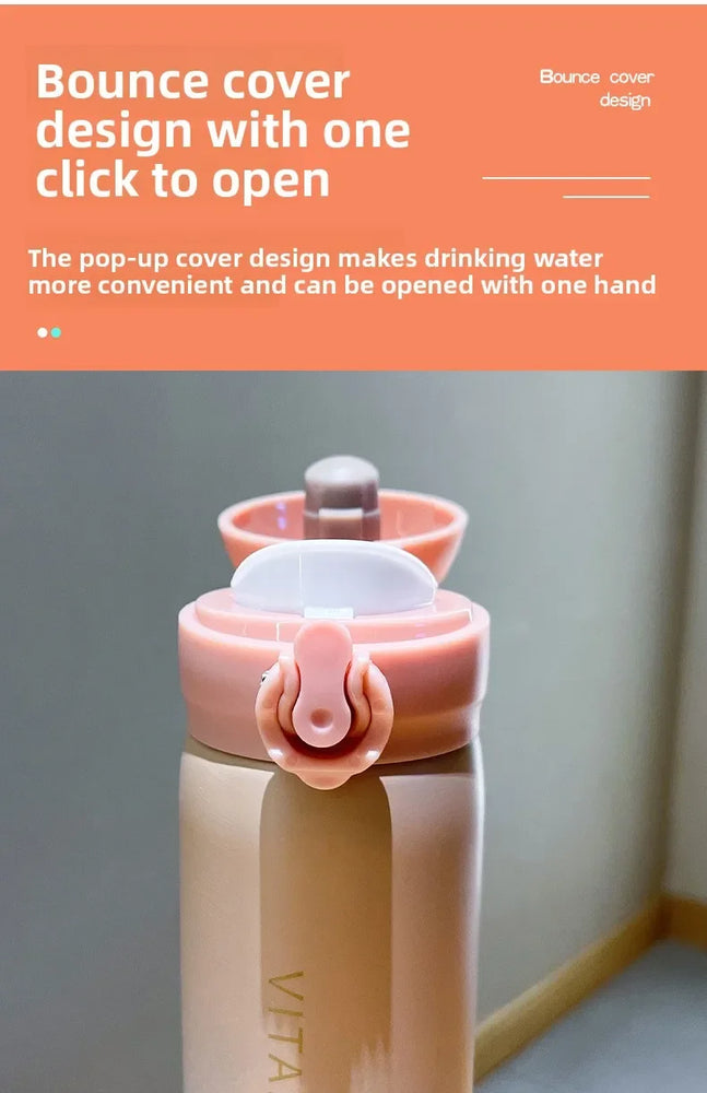 500ml Gradient Stainless Steel Insulated Water Bottle Flip Lid