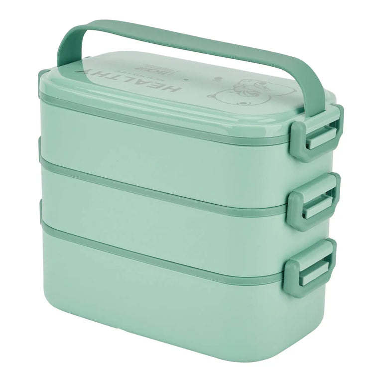 Stackable 3 Layer Bento Lunch Box with Handle Microwave Safe Food Container