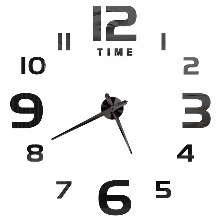 3D DIY Large Wall Clock | Modern Acrylic Mirror Surface Home Décor