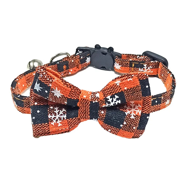 Pet Breakaway Cat Collar Bow Tie Bell Cute Plaid Adjustable
