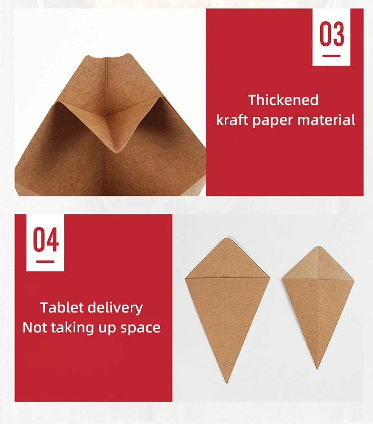 Disposable Paper French Fries Holder Cone Cups With Dip Pocket For Snacks Popcorn Onion Rings Party Serving Set