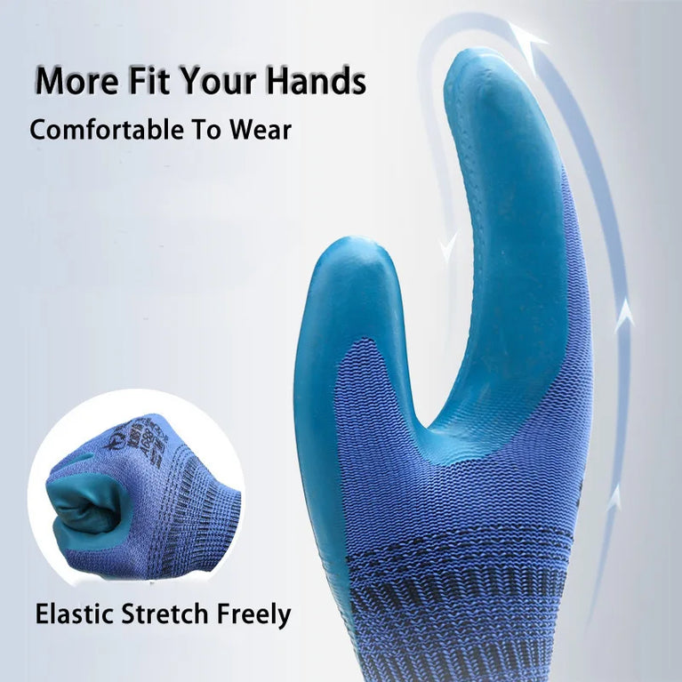 Super Grip Rubber Coated Waterproof Gardening Gloves Anti Slip Work