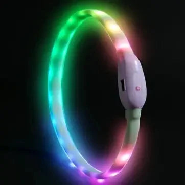USB Rechargeable LED Glowing Dog Collar 9 Flashing Modes Adjustable