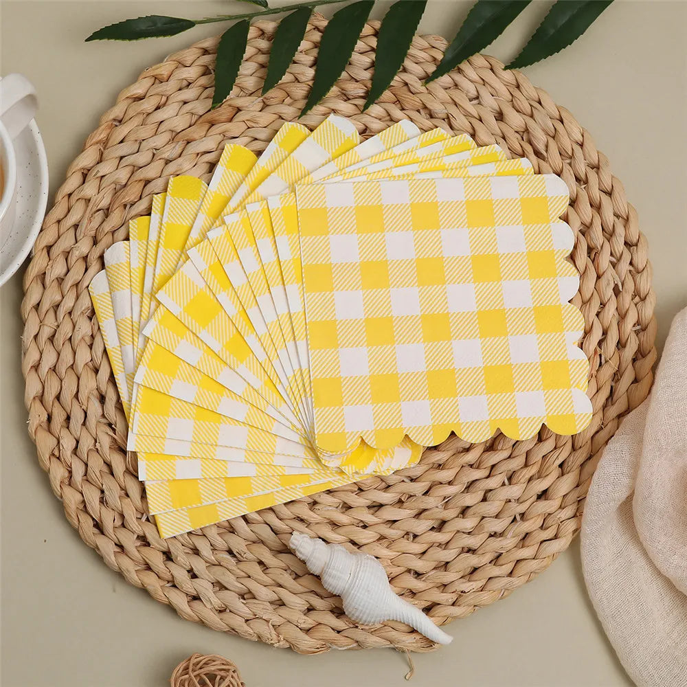 20PCS 25X25CM DISPOSABLE YELLOW PAPER NAPKINS FOR PARTY BIRTHDAY WEDDING PICNIC USE