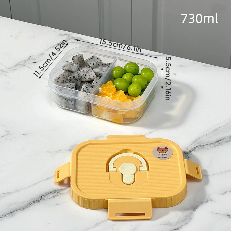 Portable Plastic Divided Lunch Box Kids Student School Picnic Sealed Microwave Bento Container