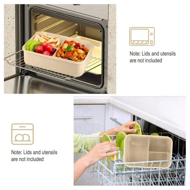 Compartment Lunch Box Portable Microwave Bento Box Leakproof Food Container with Spoon and Fork for Picnic Office School
