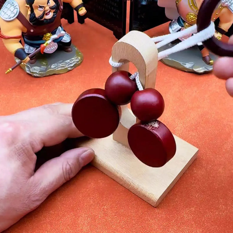 Muddy Puddles Wooden Rope & Ring Puzzle | Classic 3D Brain Teaser