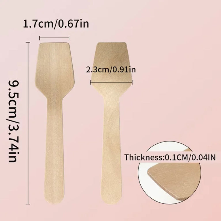 50/100Pcs Disposable Wooden Spoons for Ice Cream Dessert Party Use