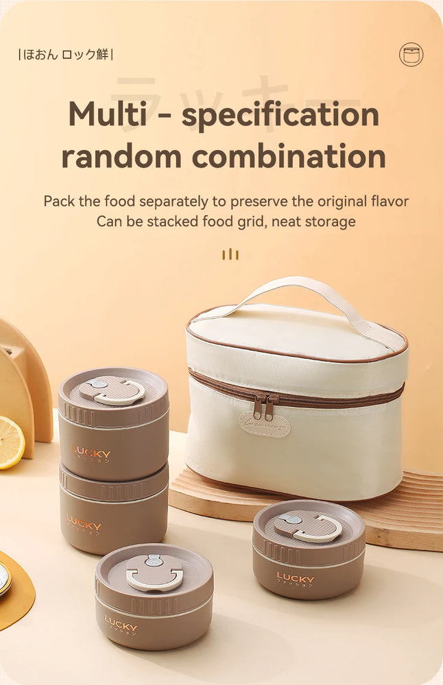 Bento Lunch Box Set Portable Keep Warm Insulated Stainless Steel Thermal Food Container Bag