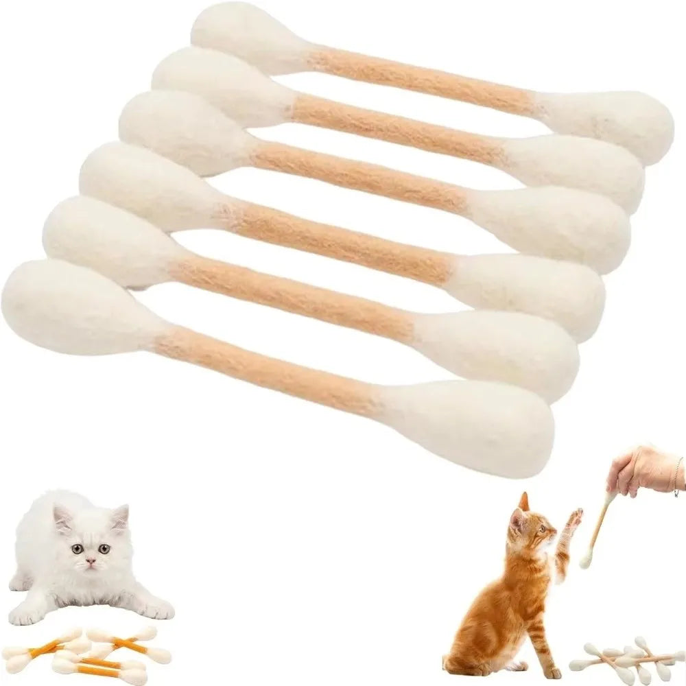 6PCS Giant Cotton Swab Felt Cat Toys Soft Kick Stick Chew Interactive Pet Toy Set