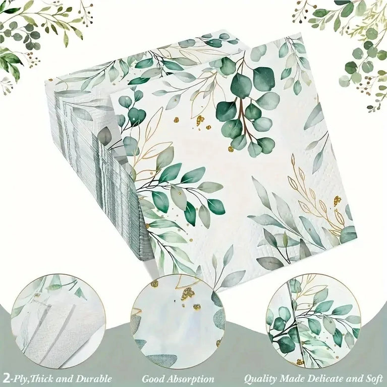 Eucalyptus Disposable Paper Napkins Soft Absorbent Party Towels