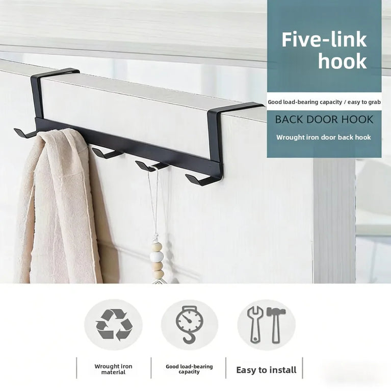 1/3pcs No Drill Over The Door Hooks Wrought Iron Hanger Rack Multipurpose Organizer for Hats Bags Clothes Bathroom Home Storage