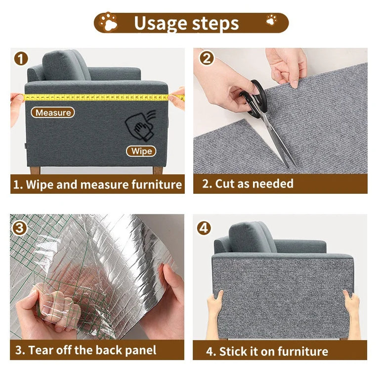 Trimmable Cat Scratching Mat Sofa Protector Cat Scratch Carpet Self Adhesive Cat Furniture Guard
