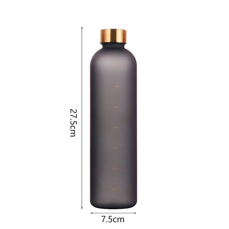 1L Water Bottle with Time Marker Leakproof BPA-Free Fitness Sports Outdoor Travel Hydration Bottle with Straw