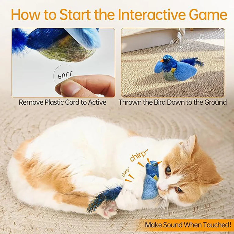 Interactive Bird Cat Toy with Chirping Sound & Self Play Fun