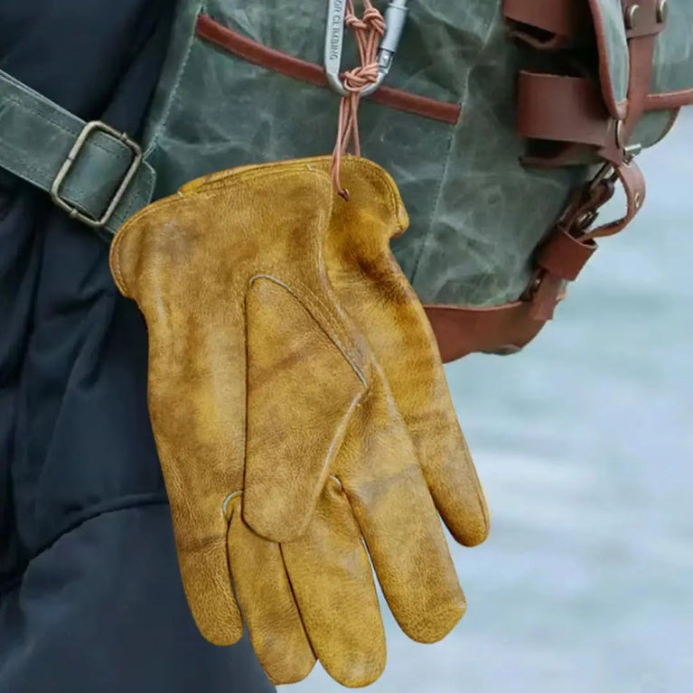 Heavy Duty Cowhide Leather Gardening Gloves Thorn Resistant Work