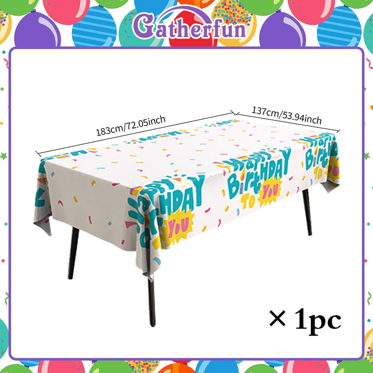 Happy Birthday Waterproof Balloon Print Party Tablecloth Cover