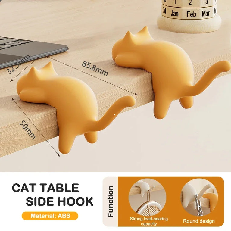 Cute Cat Bag Hook Portable Table Hanger Desk Organiser Holder Stand