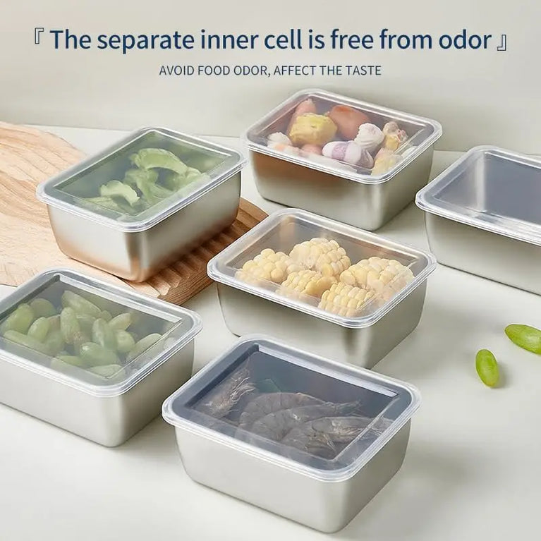 STAINLESS STEEL FOOD STORAGE CONTAINER WITH LID FOR FRESH FOOD STORAGE