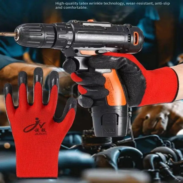 Crinkle Latex Coated Work Gloves Lightweight Grip Gardening Protection
