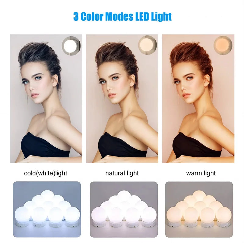 LED Hollywood Vanity Mirror Lights | Professional Detachable USB Makeup Lamps