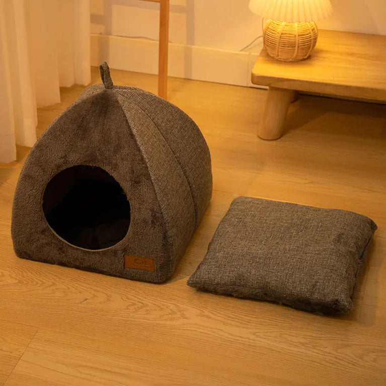 Winter Warm Cat Bed Foldable House Cat Heating Pad Cushion