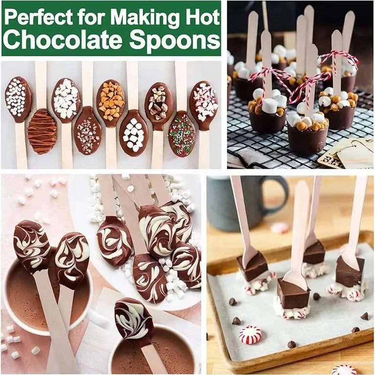 50/100Pcs Disposable Wooden Spoons for Ice Cream Dessert Party Use