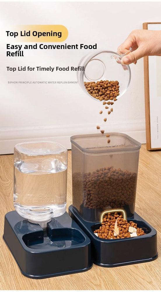 Large Capacity Pet Automatic Feeder 1.5L Food And Water Dispenser Set For Cats