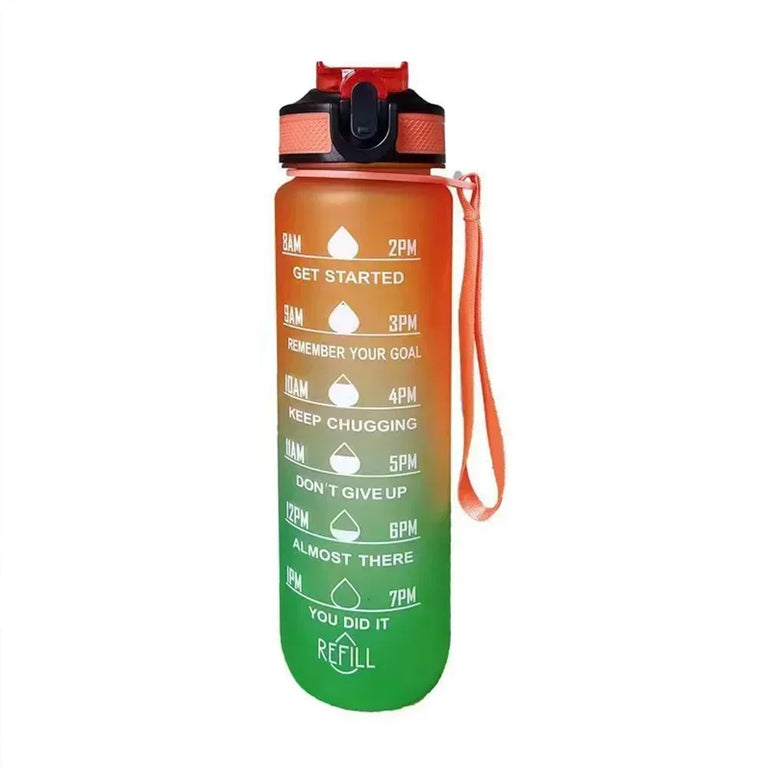 1000ML Motivational Time Marker Sports Waterbottle Leakproof Gym Bottle